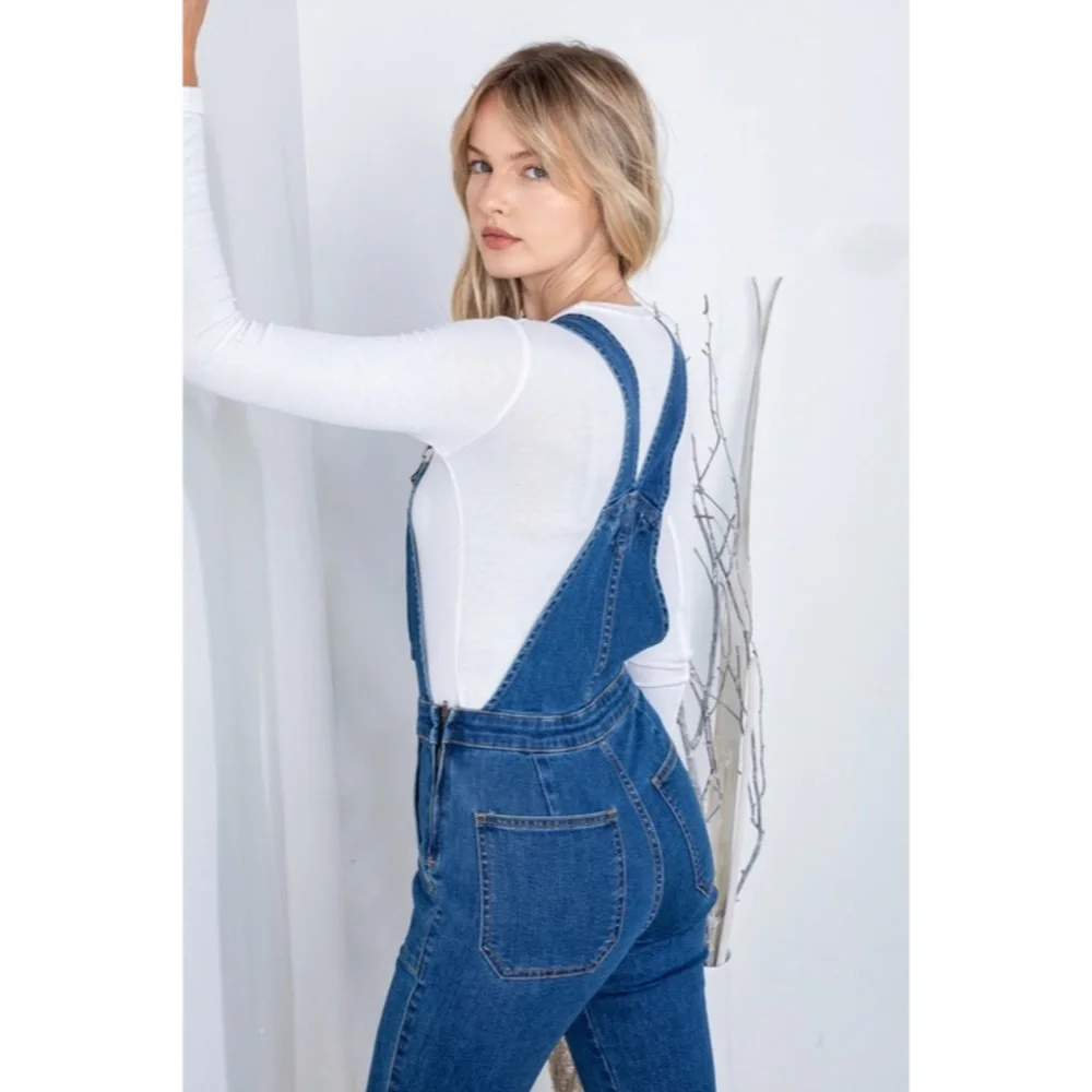 SOLD OUT Denim Retro Vintage 70's Flared Bell Bottom Bohemian Casual Overalls - Picture 7 of 7